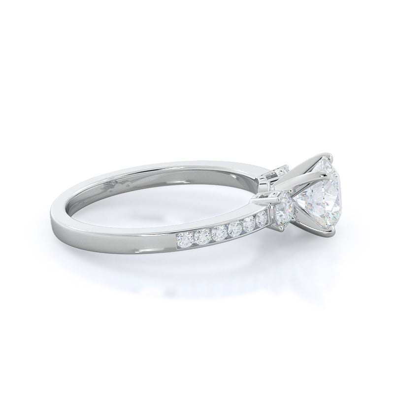 Round Cut Duet Diamond Engagement Ring with Lab Grown Diamond in 14KT Platinum view 3
