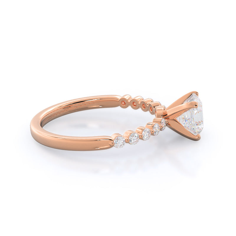 Asscher Cut Under Bezeled Accent Diamond Engagement Ring with Lab Grown Diamond in 14KT Rose Gold view 5
