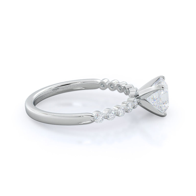 Asscher Cut Under Bezeled Accent Diamond Engagement Ring with Lab Grown Diamond in 14KT Platinum view 5
