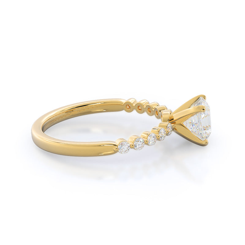 Asscher Cut Under Bezeled Accent Diamond Engagement Ring with Lab Grown Diamond in 14KT Yellow Gold view 5
