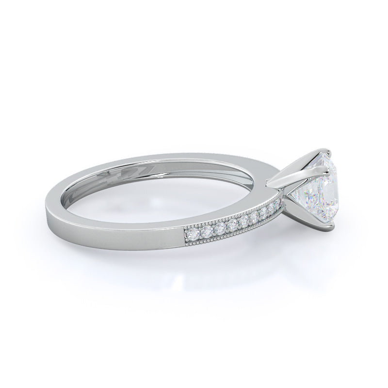 Asscher Cut Pave And Milgrain Diamond Engagement Ring with Lab Grown Diamond in 14KT Platinum view 3
