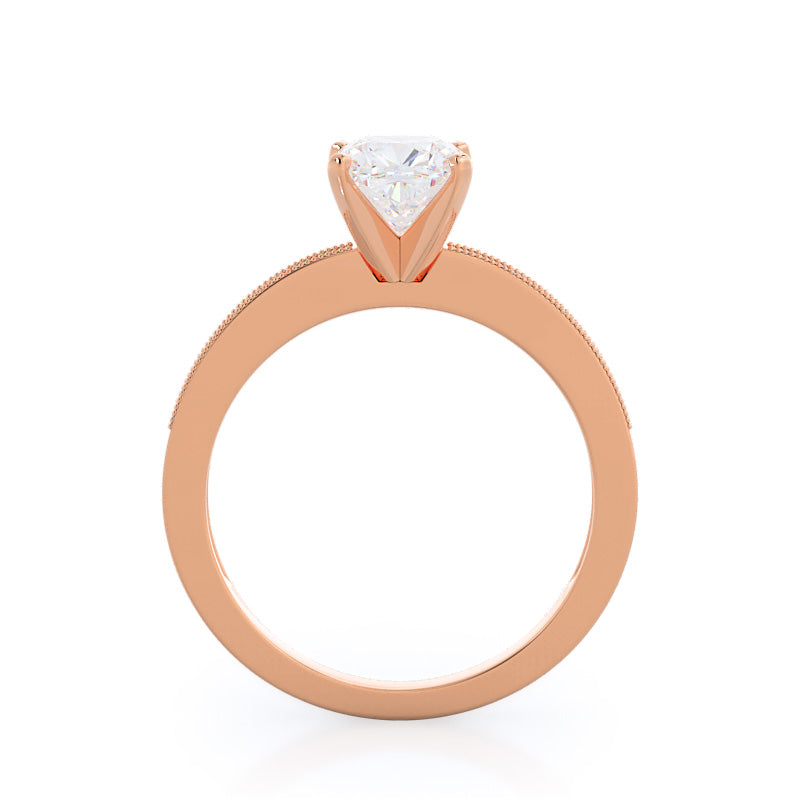 Cushion Cut Pave And Milgrain Diamond Engagement Ring with Lab Grown Diamond in 14KT Rose Gold view 2
