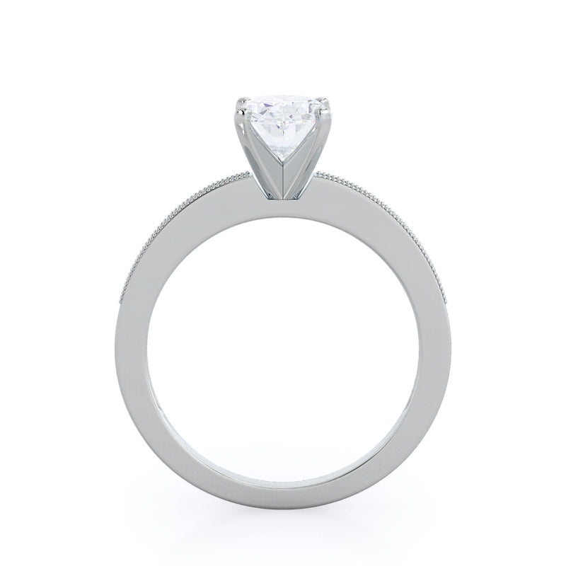 Oval Cut Pave And Milgrain Diamond Engagement Ring with Lab Grown Diamond in 14KT Platinum view 2
