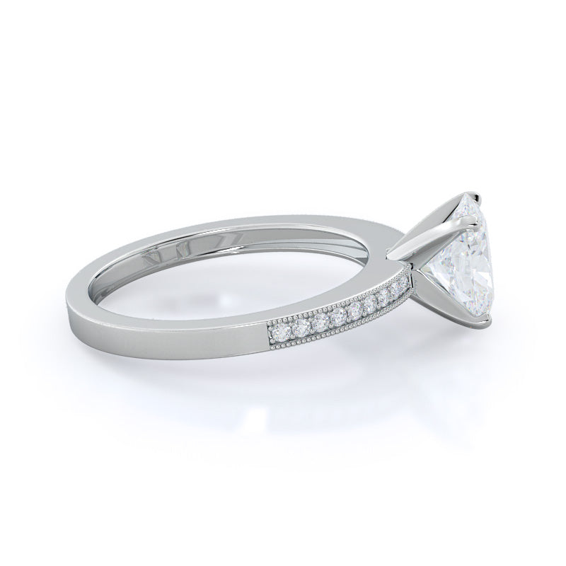 Oval Cut Pave And Milgrain Diamond Engagement Ring with Lab Grown Diamond in 14KT Platinum view 3
