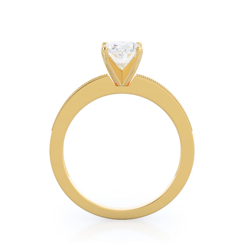 Oval Cut Pave And Milgrain Diamond Engagement Ring with Lab Grown Diamond in 14KT Yellow Gold view 2
