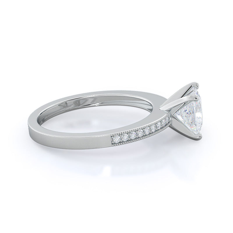 Princess Cut Pave And Milgrain Diamond Engagement Ring with Lab Grown Diamond in 14KT Platinum view 3
