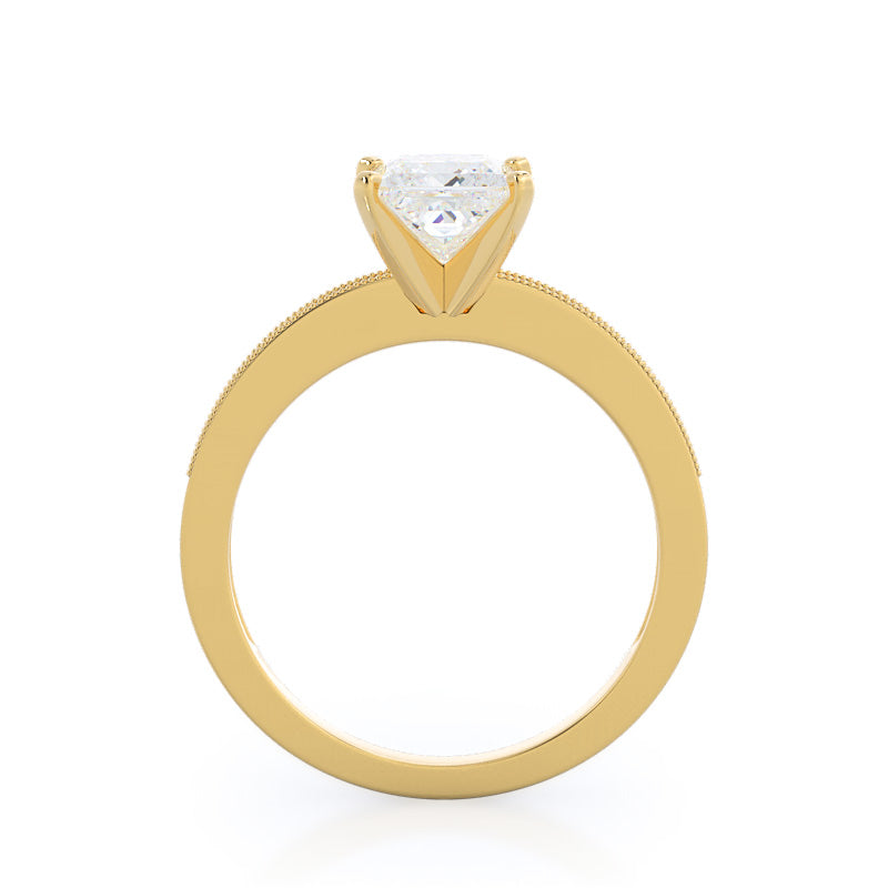 Princess Cut Pave And Milgrain Diamond Engagement Ring with Lab Grown Diamond in 14KT Yellow Gold view 2
