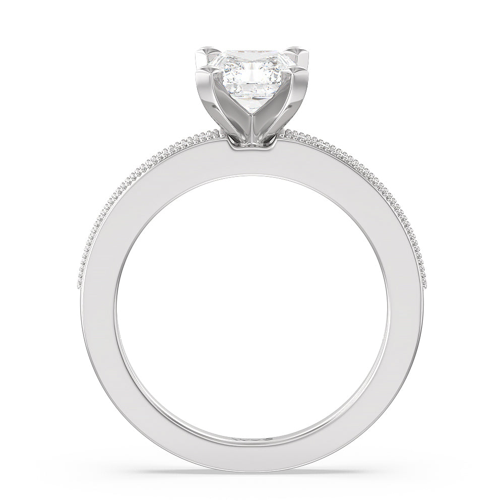Radiant Cut Pave And Milgrain Diamond Engagement Ring with Lab Grown Diamond in 14KT Platinum view 2
