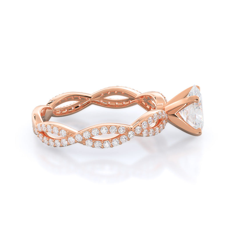 Oval Cut Infinity Winding Diamond Engagement Ring with Lab Grown Diamond in 14KT Rose Gold view 3
