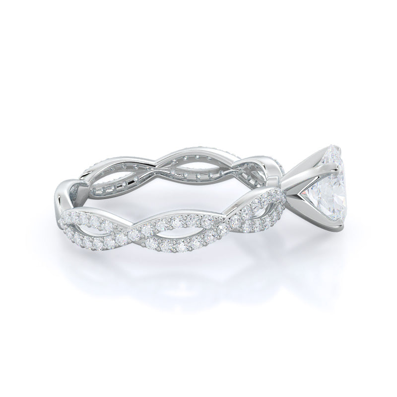 Oval Cut Infinity Winding Diamond Engagement Ring with Lab Grown Diamond in 14KT Platinum view 3
