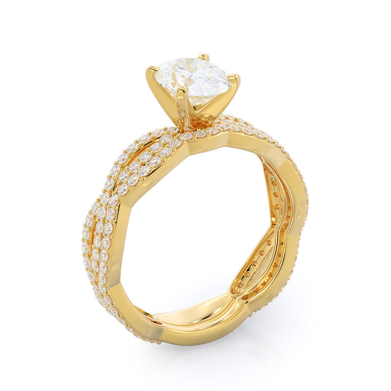 Oval Cut Infinity Winding Diamond Engagement Ring with Lab Grown Diamond in 14KT Yellow Gold view 4
