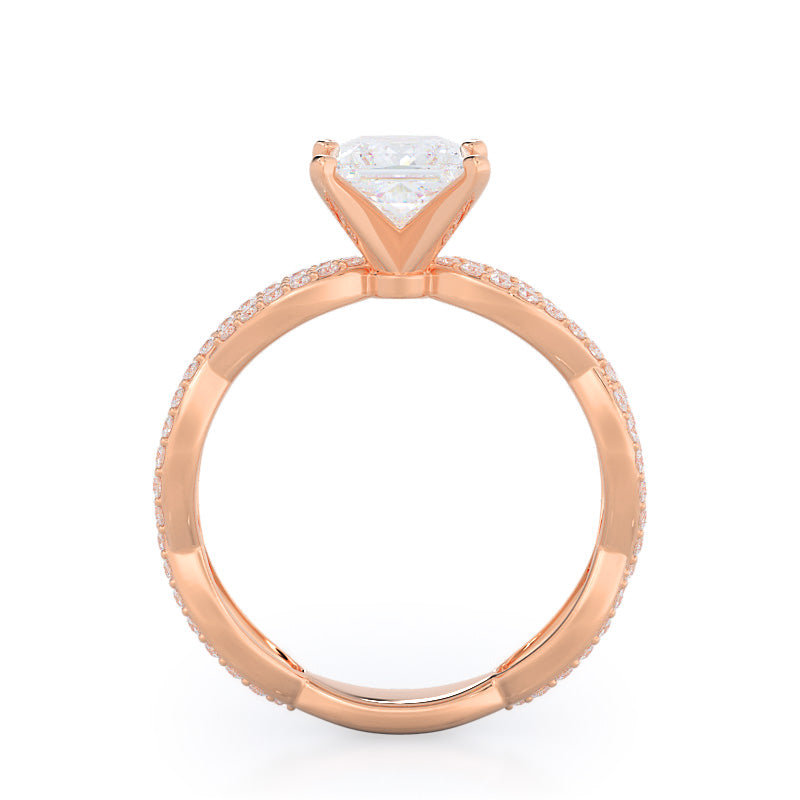 Princess Cut Infinity Winding Diamond Engagement Ring with Lab Grown Diamond in 14KT Rose Gold view 2
