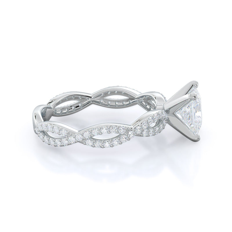 Princess Cut Infinity Winding Diamond Engagement Ring with Lab Grown Diamond in 14KT Platinum view 3
