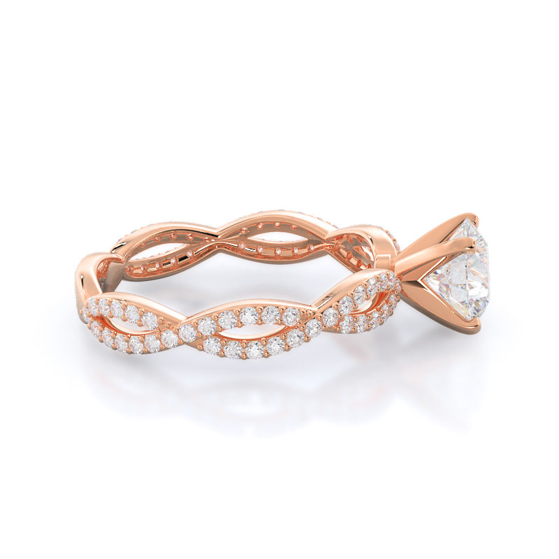 Round Cut Infinity Winding Diamond Engagement Ring with Lab Grown Diamond in 14KT Rose Gold view 3
