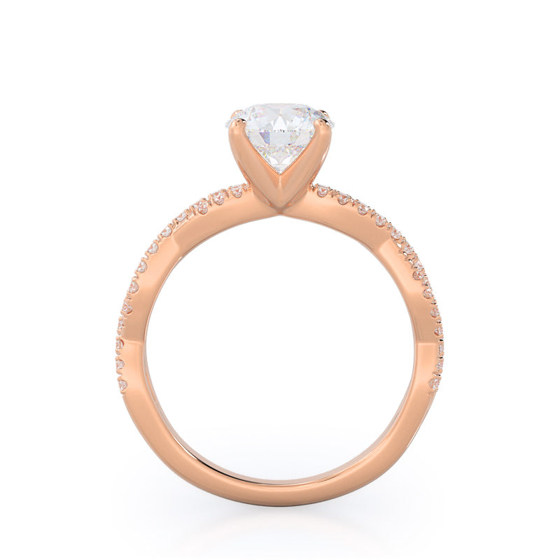 Winding Engagement Ring with Round Cut Diamond in 14KT Rose Gold view 2

