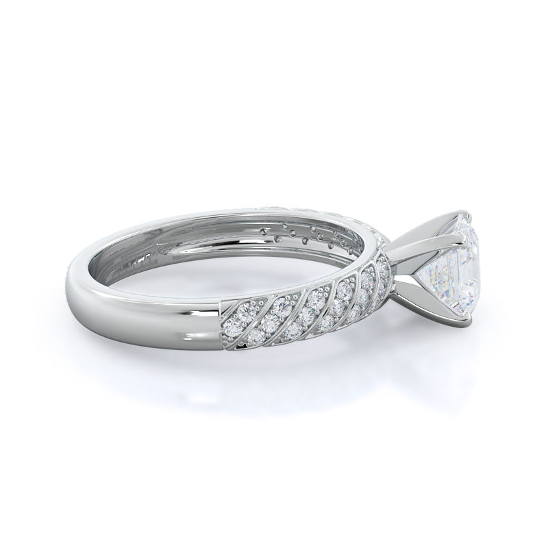 Asscher Cut Braided Row Diamond Engagement Ring with Lab Grown Diamond in 14KT Platinum view 3
