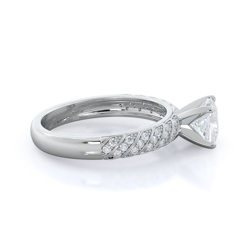 Cushion Cut Braided Row Diamond Engagement Ring with Lab Grown Diamond in 14KT Platinum view 3
