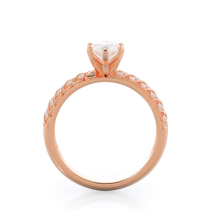 Marquise Cut Braided Row Diamond Engagement Ring with Lab Grown Diamond in 14KT Rose Gold view 2
