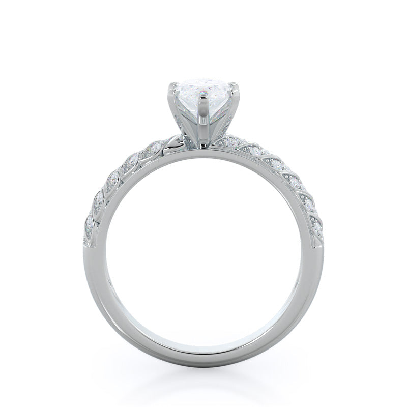 Marquise Cut Braided Row Diamond Engagement Ring with Lab Grown Diamond in 14KT Platinum view 2
