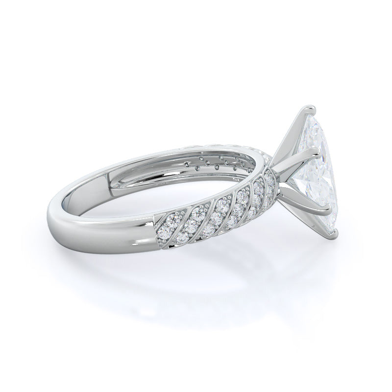Marquise Cut Braided Row Diamond Engagement Ring with Lab Grown Diamond in 14KT Platinum view 3
