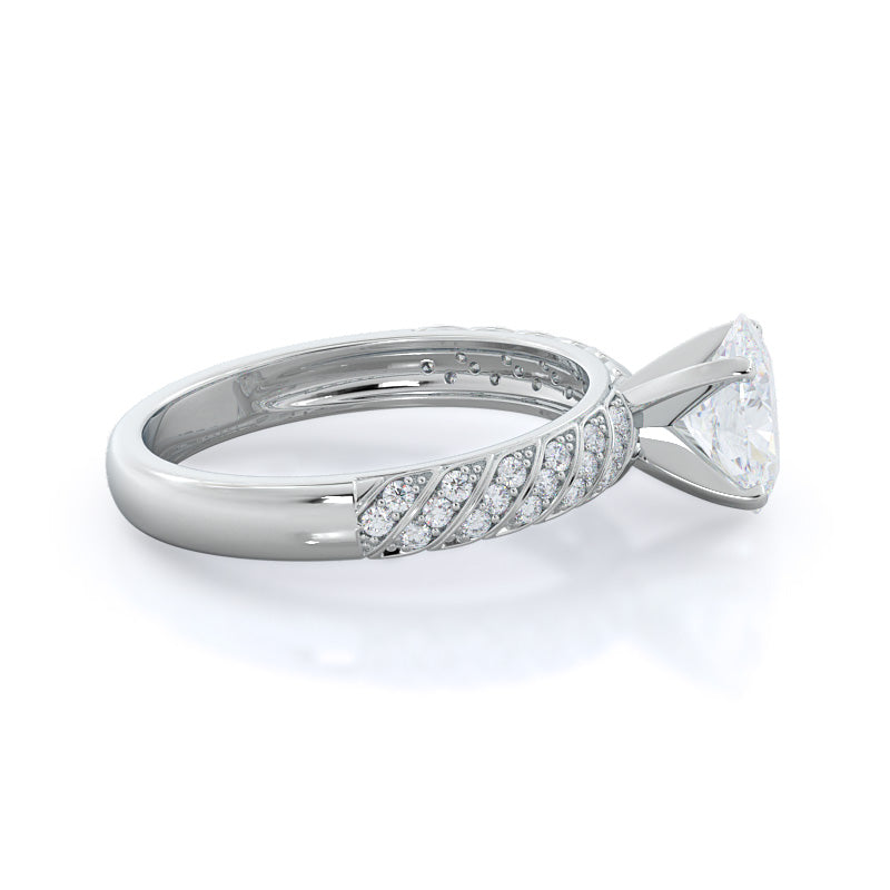 Oval Cut Braided Row Diamond Engagement Ring with Lab Grown Diamond in 14KT Platinum view 3
