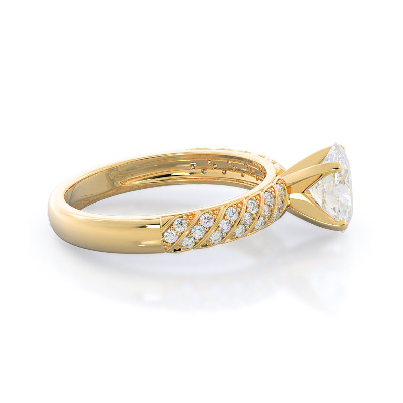 Oval Cut Braided Row Diamond Engagement Ring with Lab Grown Diamond in 14KT Yellow Gold view 3
