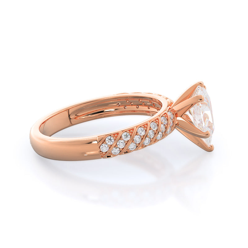 Pear Cut Braided Row Diamond Engagement Ring with Lab Grown Diamond in 14KT Rose Gold view 3

