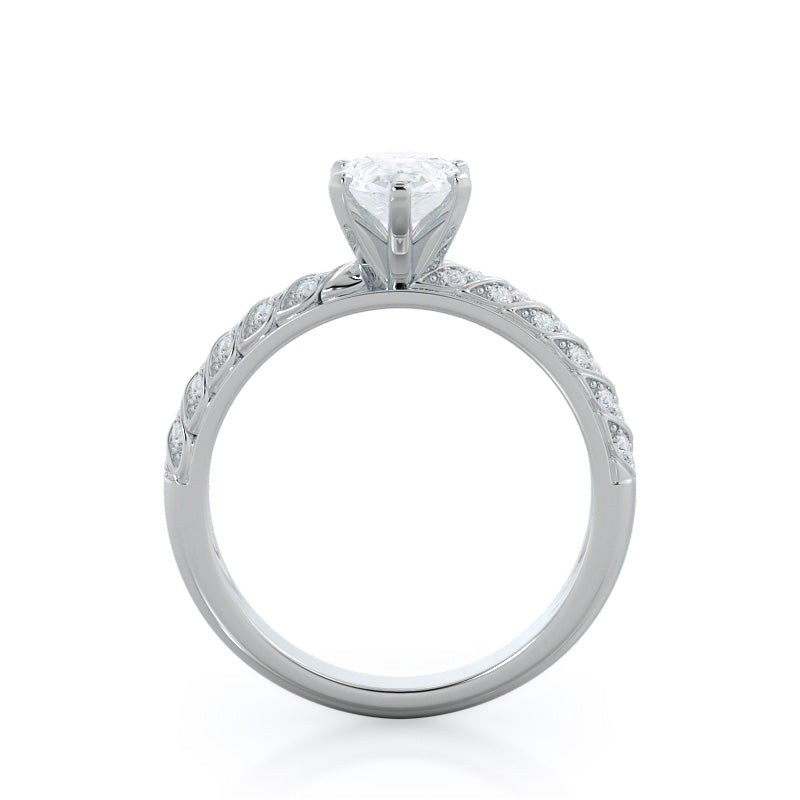 Pear Cut Braided Row Diamond Engagement Ring with Lab Grown Diamond in 14KT Platinum view 2
