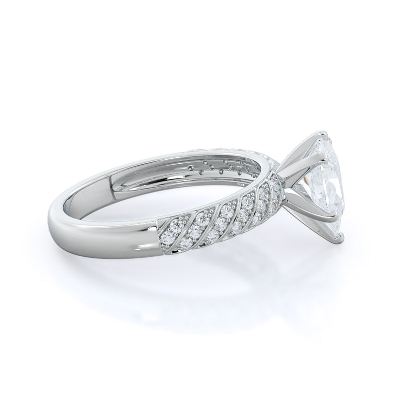 Pear Cut Braided Row Diamond Engagement Ring with Lab Grown Diamond in 14KT Platinum view 3
