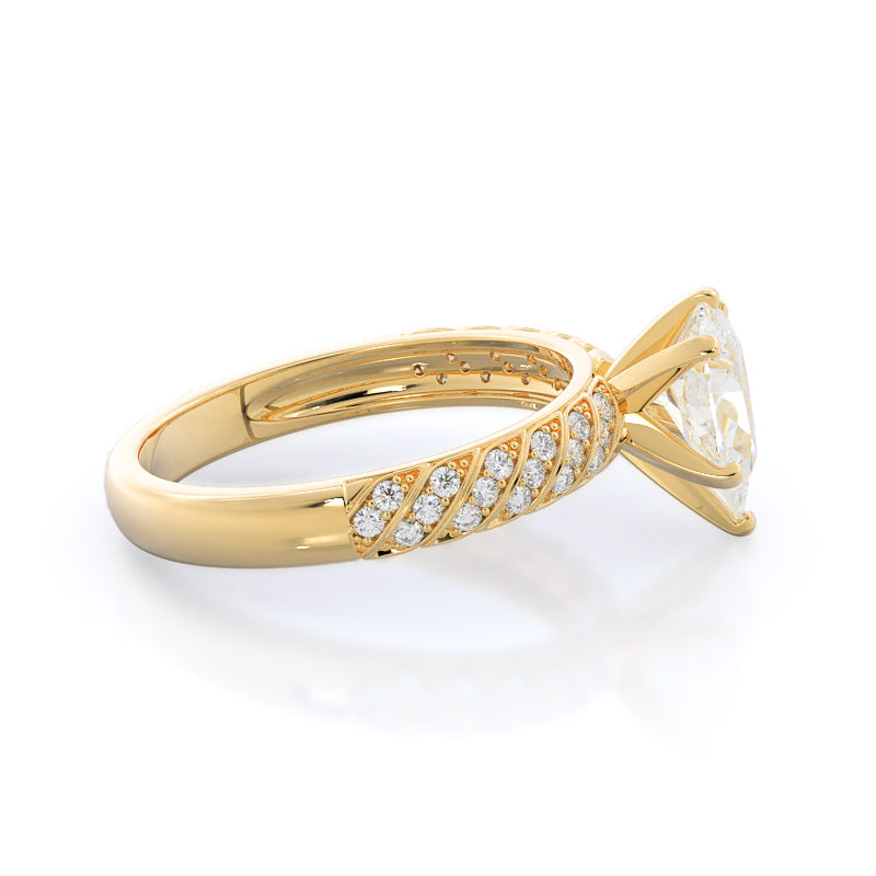Pear Cut Braided Row Diamond Engagement Ring with Lab Grown Diamond in 14KT Yellow Gold view 3
