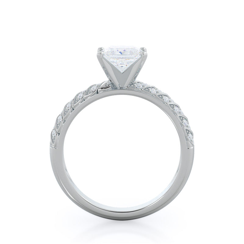 Princess Cut Braided Row Diamond Engagement Ring with Lab Grown Diamond in 14KT Platinum view 2
