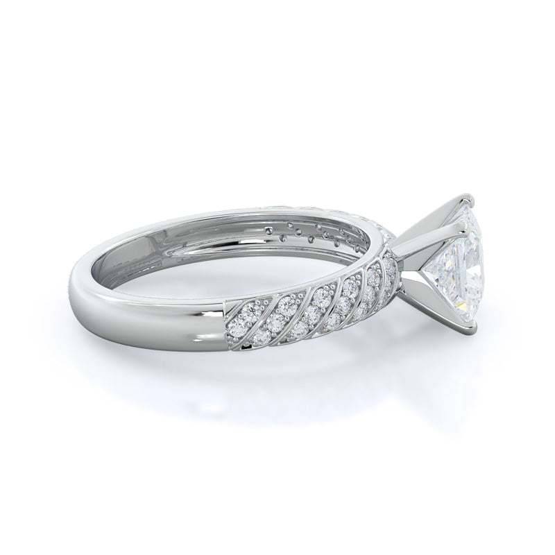 Princess Cut Braided Row Diamond Engagement Ring with Lab Grown Diamond in 14KT Platinum view 3
