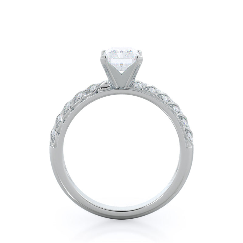Radiant Cut Braided Row Diamond Engagement Ring with Lab Grown Diamond in 14KT Platinum view 2

