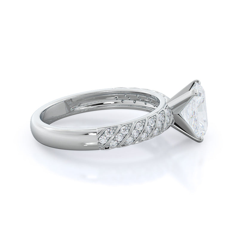 Radiant Cut Braided Row Diamond Engagement Ring with Lab Grown Diamond in 14KT Platinum view 3
