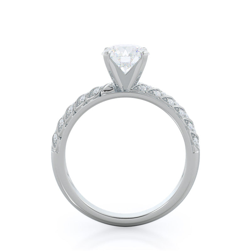 Round Cut Braided Row Diamond Engagement Ring with Lab Grown Diamond in 14KT Platinum view 2
