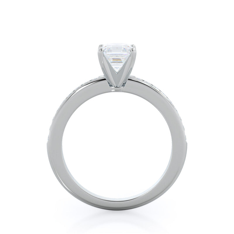 Asscher Cut Channel Set Diamond Engagement Ring with Lab Grown Diamond in 14KT Platinum view 2

