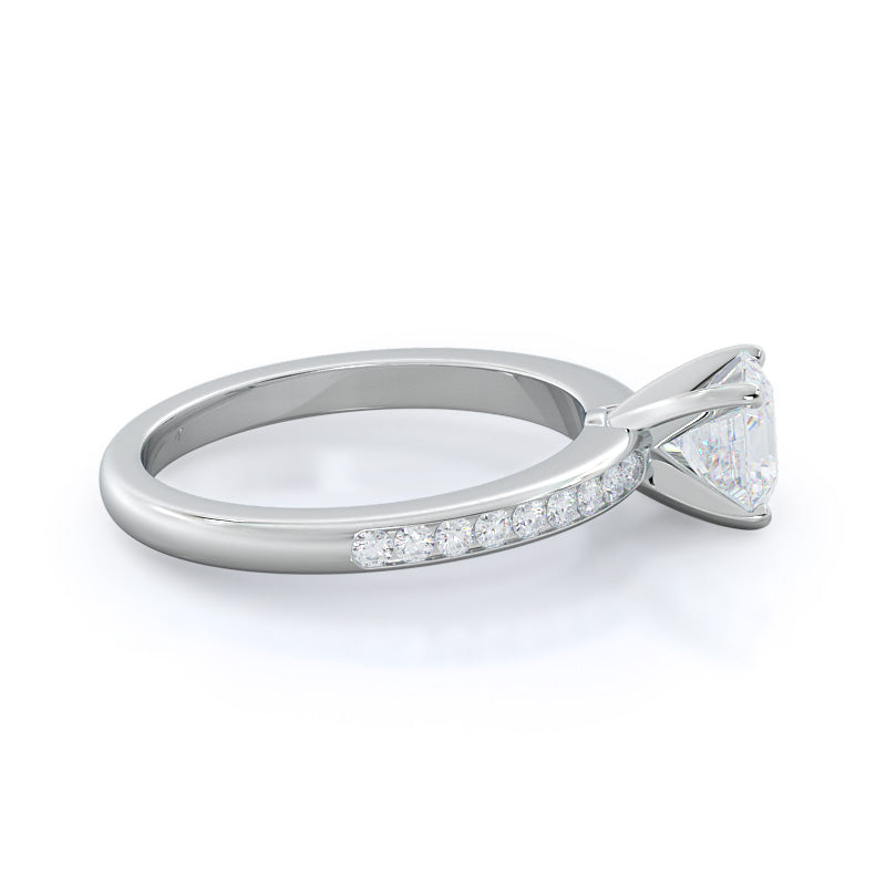 Asscher Cut Channel Set Diamond Engagement Ring with Lab Grown Diamond in 14KT Platinum view 3
