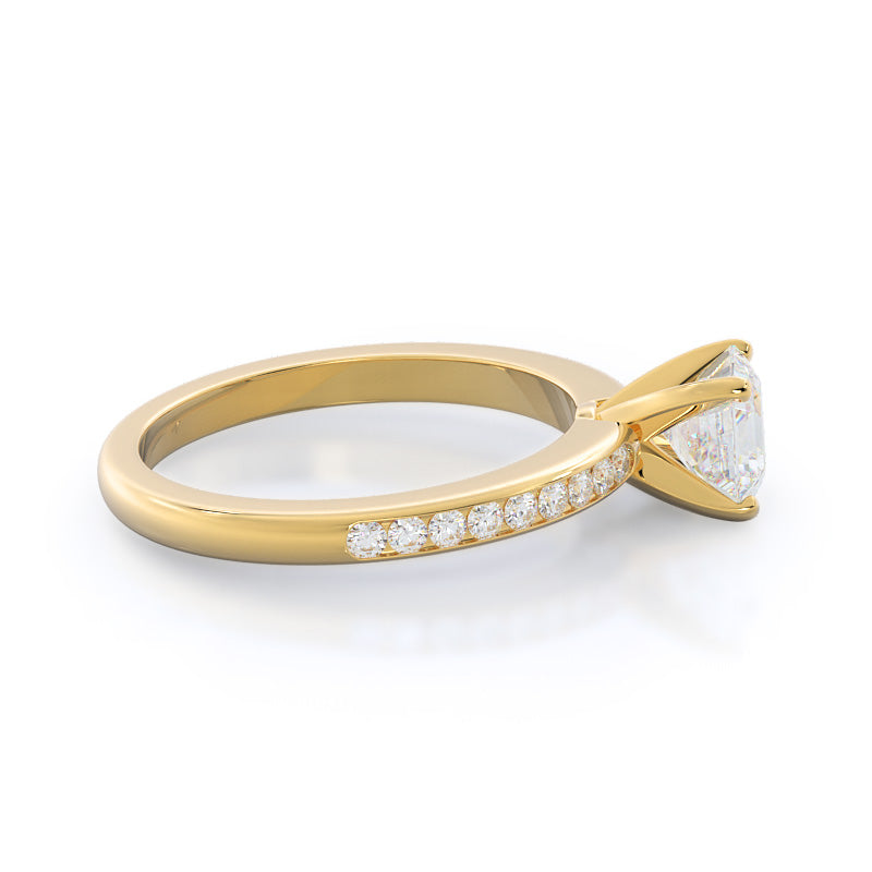 Asscher Cut Channel Set Diamond Engagement Ring with Lab Grown Diamond in 14KT Yellow Gold view 3

