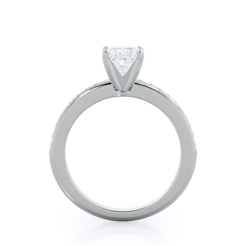 Cushion Cut Channel Set Diamond Engagement Ring with Lab Grown Diamond in 14KT Platinum view 2
