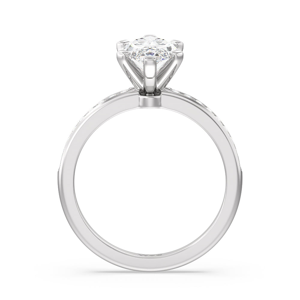 Marquise Cut Channel Set Diamond Engagement Ring with Lab Grown Diamond in 14KT Platinum view 2
