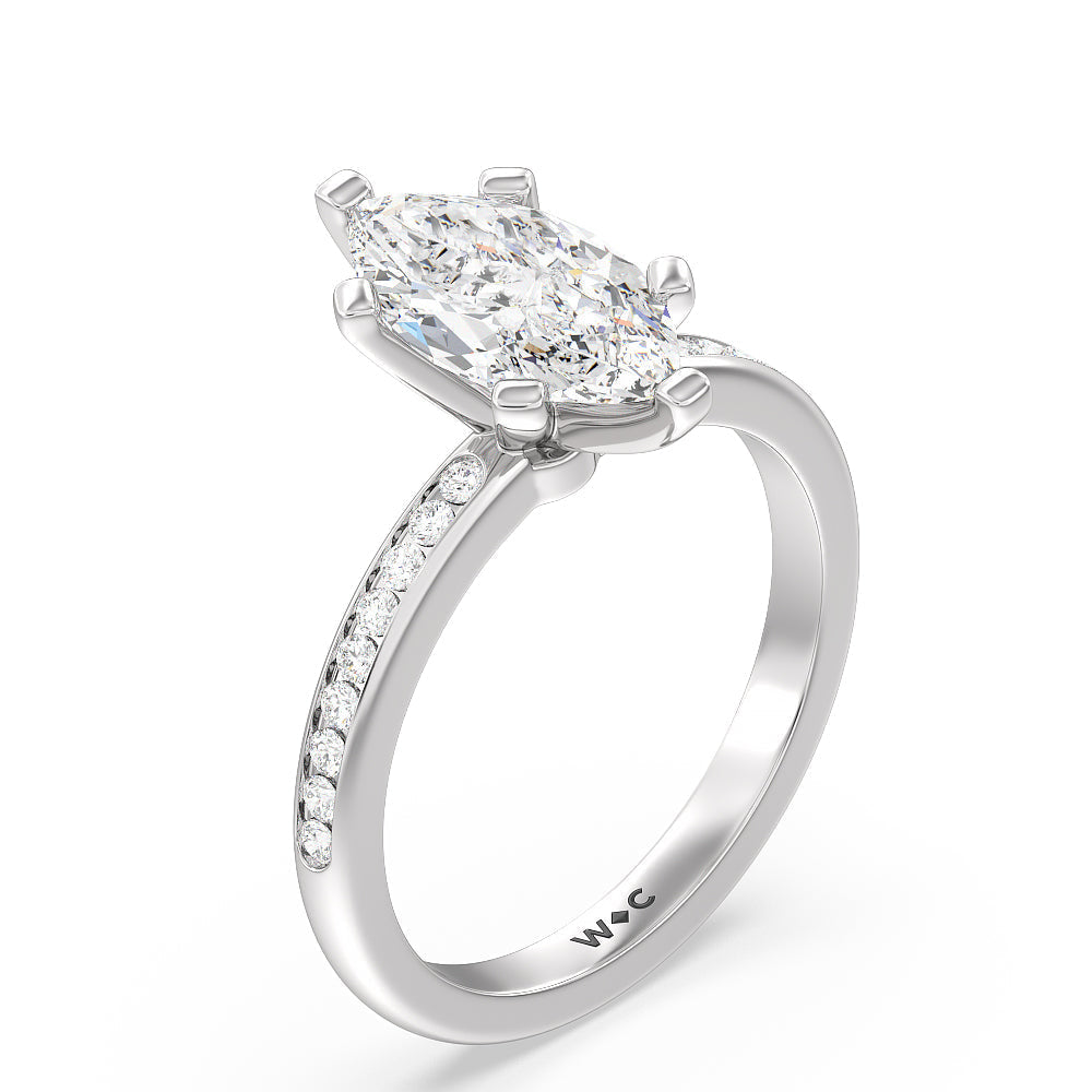 Marquise Cut Channel Set Diamond Engagement Ring with Lab Grown Diamond in 14KT Platinum view 3

