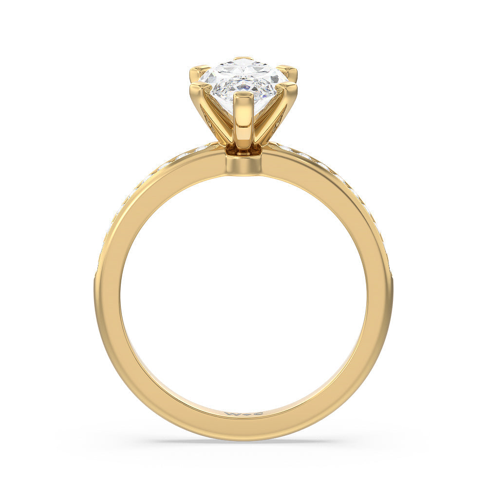 Marquise Cut Channel Set Diamond Engagement Ring with Lab Grown Diamond in 14KT Yellow Gold view 2
