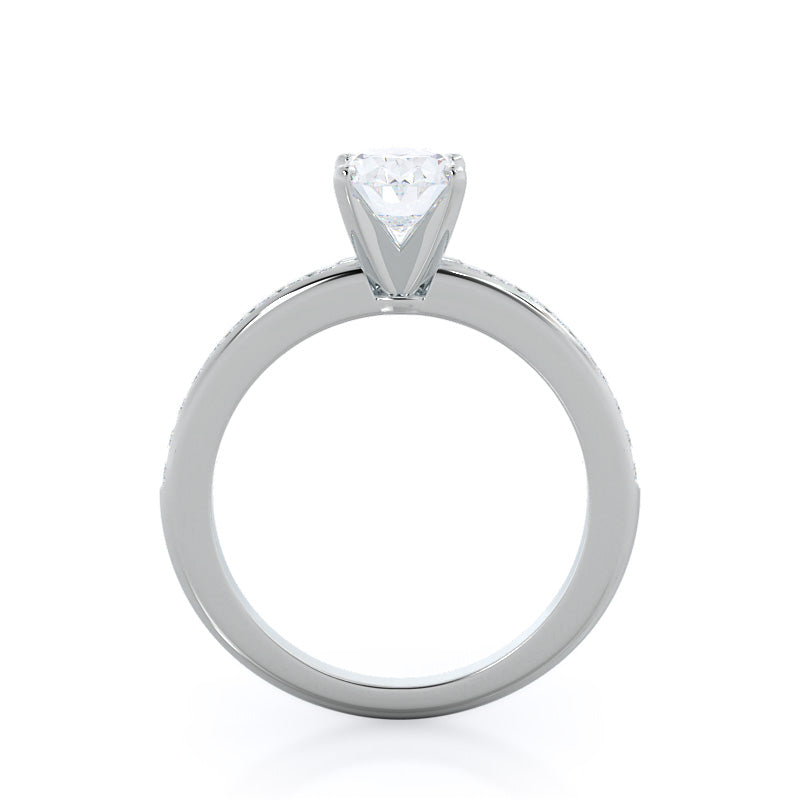 Oval Cut Channel Set Diamond Engagement Ring with Lab Grown Diamond in 14KT Platinum view 2
