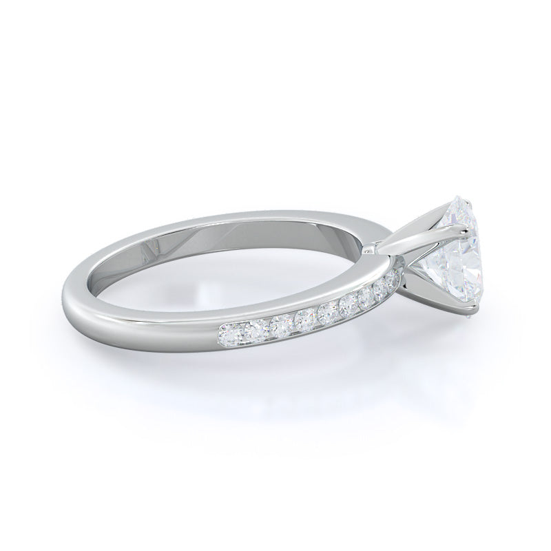 Oval Cut Channel Set Diamond Engagement Ring with Lab Grown Diamond in 14KT Platinum view 3
