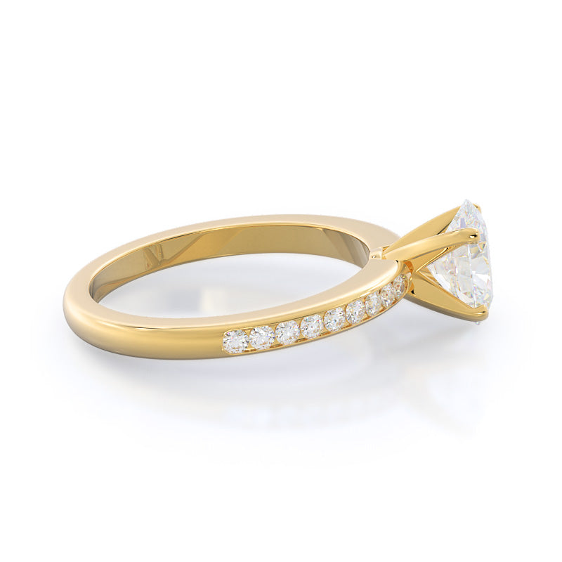 Oval Cut Channel Set Diamond Engagement Ring with Lab Grown Diamond in 14KT Yellow Gold view 3
