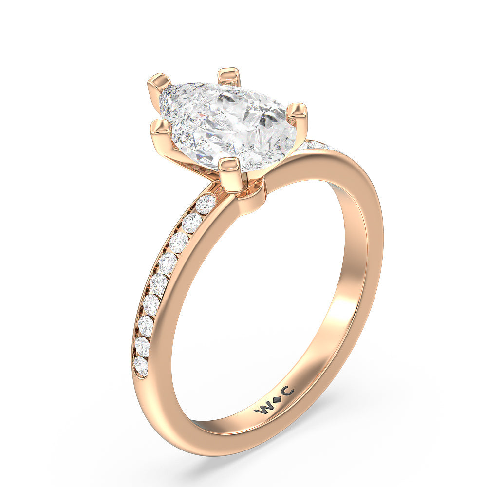 Pear Cut Channel Set Diamond Engagement Ring with Lab Grown Diamond in 14KT Rose Gold view 3
