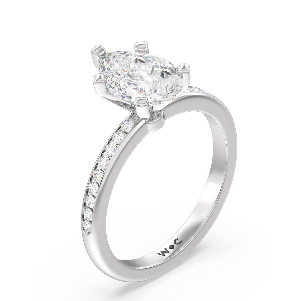 Pear Cut Channel Set Diamond Engagement Ring with Lab Grown Diamond in 14KT Platinum view 3
