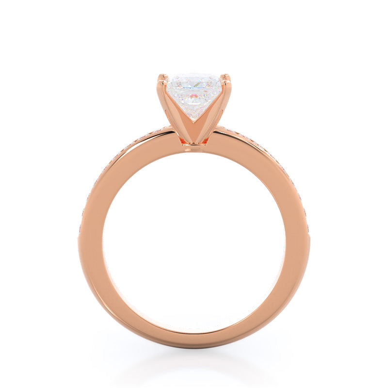 Princess Cut Channel Set Diamond Engagement Ring with Lab Grown Diamond in 14KT Rose Gold view 2

