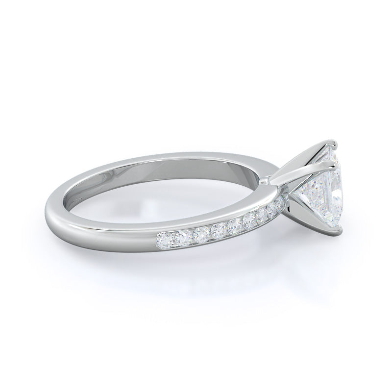 Princess Cut Channel Set Diamond Engagement Ring with Lab Grown Diamond in 14KT Platinum view 3
