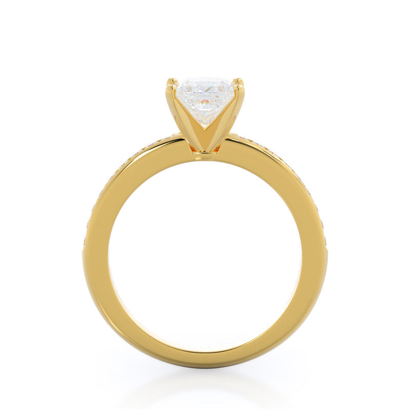 Princess Cut Channel Set Diamond Engagement Ring with Lab Grown Diamond in 14KT Yellow Gold view 2
